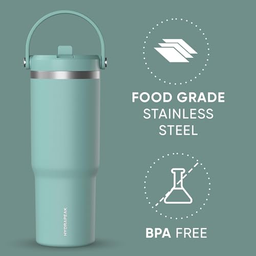 Hydrapeak Nomad 32oz Stainless Steel Insulated Travel Tumbler with Handle & Straw Lid, Leakproof, Cupholder Friendly, Back to School, College Dorm, Gym & Everyday Hydration, Cold 24 Hours (Pale Sage) - color: Pale Sage