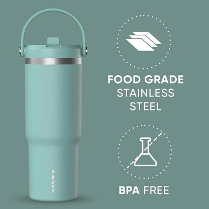 Hydrapeak Nomad 32oz Stainless Steel Insulated Travel Tumbler with Handle & Straw Lid, Leakproof, Cupholder Friendly, Back to School, College Dorm, Gym & Everyday Hydration, Cold 24 Hours (Pale Sage) - color: Pale Sage