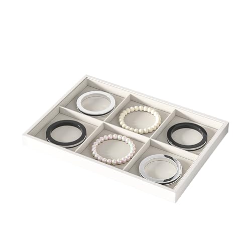 Drawer Jewelry Organizers And Storage,Velvet Bracelet And Ring Display Small Tray,Dresser Jewelry Drawer Organizer Inserts Containers,Earring And Necklace Holder Box (Beige 6 Grids) - style: Beige 6 Grids