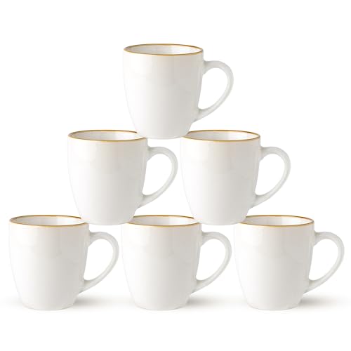 GBhome Ceramic Coffee Mugs Set of 6, 12oz Stoneware Coffee Mugs Set For Dad Mom Women MEN, Light Weight Ceramic Coffee Cups for Latte/Tea/Beer/Hot Cocoa, Dishwasher & Microwave Safe-Pearl White - color: Pearl White, size: Set of 6