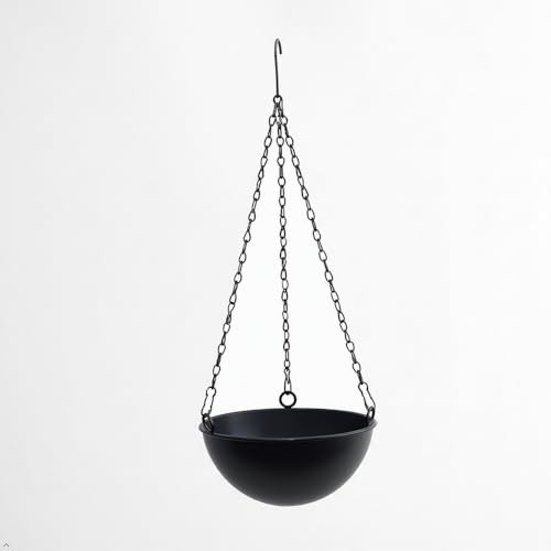 Black Metal Hanging Planters for Indoor Outdoor Plants, 7" Hanging Baskets | Round Large Flower Pots with Chain,Basket for Plant No Holes,Modern Storage Baskets for Garden Home Porch Decor Set of 1 - color: Black-7"