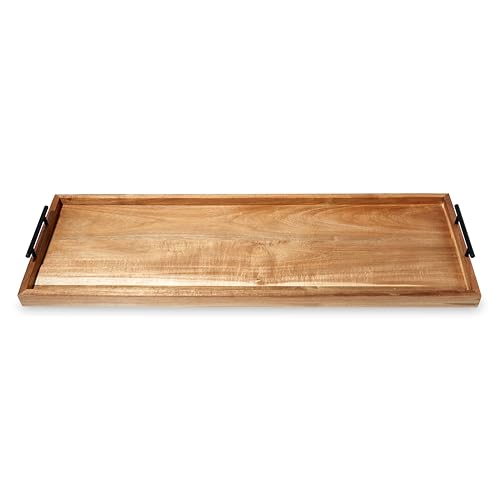 Twine Modern Manor Longboard Cheese Platter with Handles, Rectangular Cheese Board and Home Decor Tray, Dining Table Accessories Acacia Wood Set of 1 - style: Modern Manor Longboard