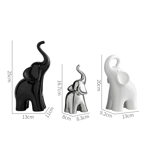 XINXUAN Modern Ceramic Elephant Family Ornaments, Set of 3, Home Decor (B-3PCS Elephant) - size: B-3PCS elephant