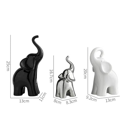 XINXUAN Modern Ceramic Elephant Family Ornaments, Set of 3, Home Decor (B-3PCS Elephant) - size: B-3PCS elephant