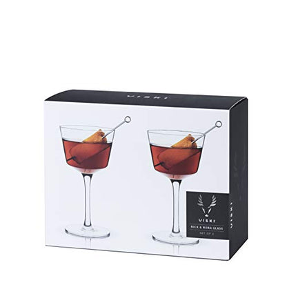 Viski Nick and Nora Glasses, Stemmed Drinkware, Premium Crystal Cocktail Glasses, Cocktail Coupe Glasses, Home and Bar Glass cups, Set of 2, 4oz - style: Nick & Nora Glasses