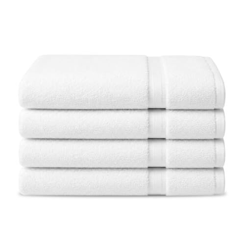 Soft Classic Towel Set - Ultra-Absorbent, Quick-Drying & Durable 4-Piece Towels - Ringspun Cotton Loops for Plush Comfort - Lightweight & Long-Lasting Bathroom Essentials - (White, Bath Towel) - style: Bath Towel-17 lb