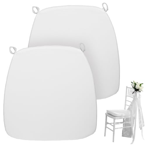 Spiareal 2 Pieces Wedding Chiavari Chair Cushion 15 x 15 Inch, White | Chiavari Chair Cushions, Non Slip White Seat Pads with Ties, chiavari Chairs Pad, Perfect for Wedding Party Decor Bulk