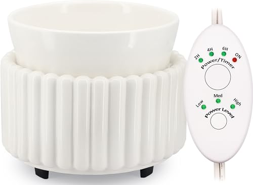 VICTORIA AROMA Ceramic Wax Melt Warmer with Timer Candle Warmer for Scented Wax Electric Fragrance Burner for Home, Office, Bedroom - Gift & Décor - color: White With Timer