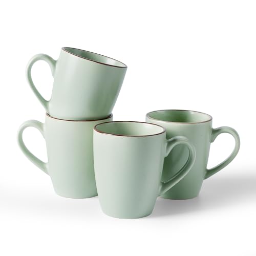 famiware Venus Coffee Mugs Set of 4, 13 oz Ceramic Stoneware Mug Cup Set | Coffee Mug with Handle for Tea, Latte, Cappuccino, Cocoa, Milk, Microwave and Dishwasher Safe, Light Green - color: Light Green, size: 4pcs
