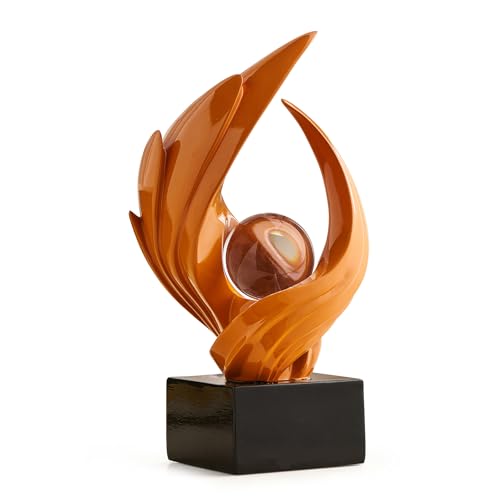 Abstract Art Sculpture, Resin Gold Decorative Statue, Modern White Ornaments for Living Room, Decorativas Modernas for Coffee Table, Entryway & Office Collectibles (Orange) - color: Orange