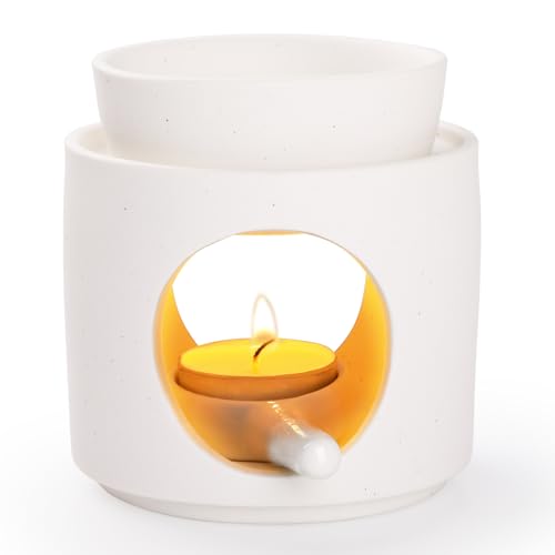 WD&CD Wax Melt Ceramic Oil Burner White, Aroma Diffuser Essential Oil Burner Aromatherapy Wax Burner with Tealight Holder, Home Bedroom Decor - color: White