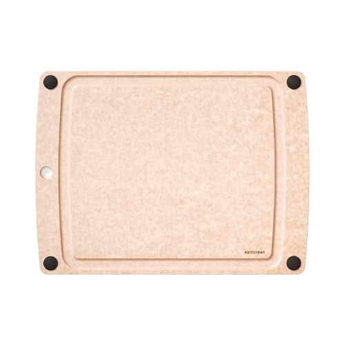 Epicurean All-In-One Cutting Board with Non-Slip Feet and Juice Groove, 17.5" × 13", Natural/Black - color: Natural/Black, size: 17.5"L x 13"W