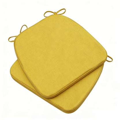 GIBZ Outdoor Chair Cushions 17"x16"x2" with Ties Set of 2 Yellow | Waterproof Chairs Cushion U-Shaped Seat Pads Washable Casual for Yard Lawn Patio - color: Yellow