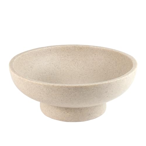 Catch All Decorative Fruit Bowl with Pedestal —Key, Purse & Trinket Holder | Entryway Table, Kitchen Counter, Coffee Console Decor | Modern Minimalist Artificial Stone Beige - color: Beige