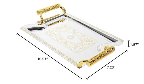 STOBAZA Metal Dessert Tray with Handle Decorative Fruit Serving Platter 12-inch Food Organizer for Parties Cafes and Restaurants for Desserts and Snacks