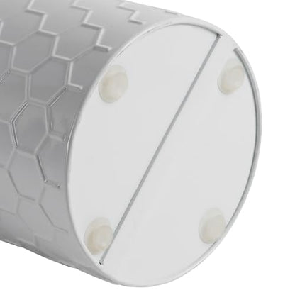 Metal Paper Towel Holder, Weighted Base with Suction Cups | White Honeycomb Pattern Embossed with Wooden Lid, Easy Tear Roll Dispenser for Kitchen Counter, Bars, Dining Tables - color: Honeycomb White