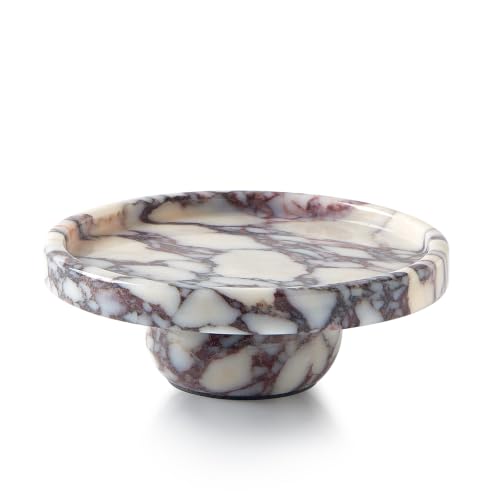 Luxury Natural Marble Decorative Tray for Vanity Bathroom Decor | Calacatta Viola marble vanity tray organizes perfumes, skincare and toiletries for bathroom countertops and vanity spaces - size: 7"