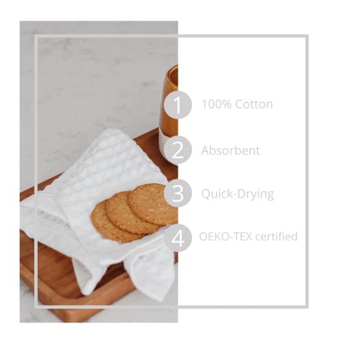 Waffle Washcloths Set, 100% Turkish Cotton (White) - color: White, size: Washcloths Set (4 Pieces)