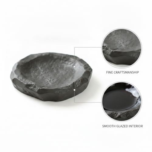 13 Inch Square Ceramic Catchall Tray for Jewelry, Keys, and Coins - Modern Black Decorative Organizer for Vanity, Entryway, or Nightstand