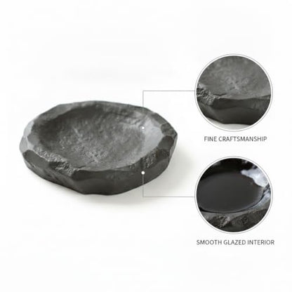 13 Inch Square Ceramic Catchall Tray for Jewelry, Keys, and Coins - Modern Black Decorative Organizer for Vanity, Entryway, or Nightstand