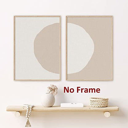 Abstract Boho Wall Art Prints Beige Geometric Artwork Mid Century Modern Painting Boho Beige Posters Abstract Circle Canvas Wall Art Boho Geometric Posters for Living Room Bedroom 16x24inx2 Frameless - color: Abstract Boho Wall Art