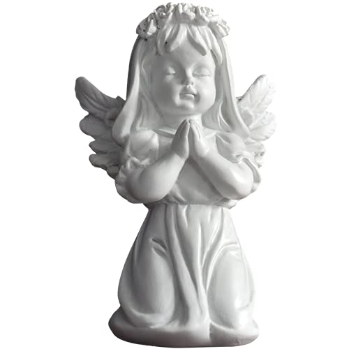 Asng Cherubs Angels Resin Garden Statue Figurine, Adorable Angel Sculpture Memorial Statue, Indoor Outdoor Home Garden Decoration (Praying Cherub-Girl-White) - size: Praying Cherub-girl-White