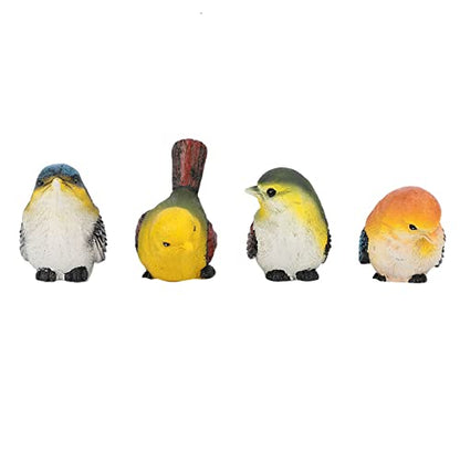 Ejoyous 4Pcs Bird Figurine Statue Resin Animal Sculpture Garden Decor | Decorative Small Bird Figurines Ornament for Outdoor Lawn Courtyard Farmhouse