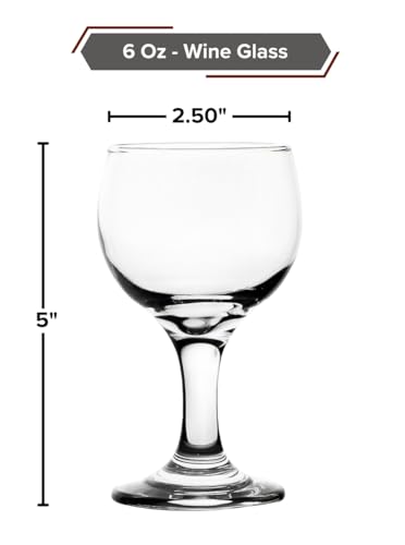 Goblet Glasses Set of 12-6 Ounce Clear Cognac Glassware - Ideal for Wine, Cocktails and Mocktails - Chic Drinking Glasses for Home, Bar and Kitchen Use