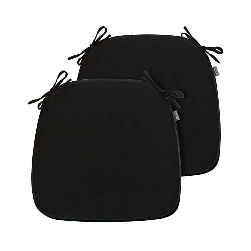 Magpie Fabrics Outdoor U-Shape Chair Cushions with Ties (Black) | 17"x16"x2" Set of 2, Waterproof All Weather Seat Pads Decoration for Patio Garden Furniture Home Office - color: Black, size: Set of 2