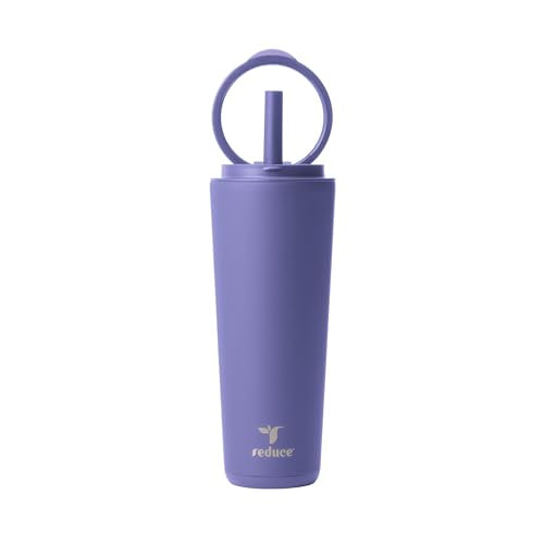 REDUCE Halo 24 oz Stainless Steel Vacuum Insulated Tumbler - Spill Proof Travel Mug with Flip Handle Lid - Keeps Drinks Cold for 32 Hrs - Dishwasher Safe - Cupholder Friendly - Future Dusk - color: Future Dusk, size: 24 Ounces