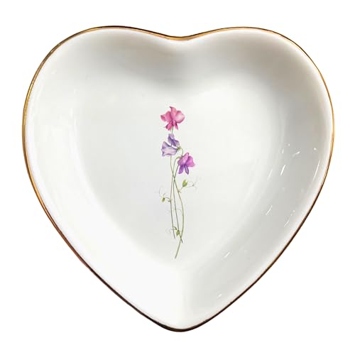 Birth Month Flower Ring Jewelry Dish Tray-Floral Ring Holder for Hippie,Nature,Pace-Birthday Gifts for Mom,Mother-in-law,Step Mom,Aunt,Grandma,Sister,Friends (4 - April (Sweet Pea)) - style: 4 - April (Sweet Pea)