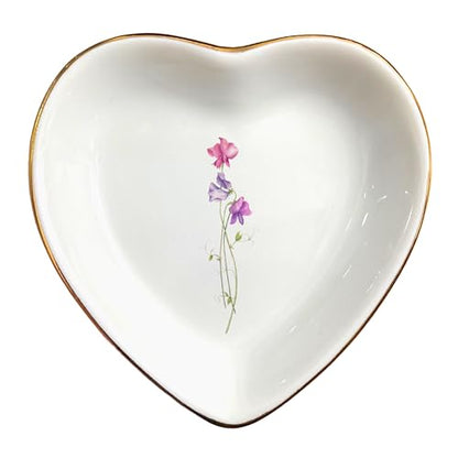Birth Month Flower Ring Jewelry Dish Tray-Floral Ring Holder for Hippie,Nature,Pace-Birthday Gifts for Mom,Mother-in-law,Step Mom,Aunt,Grandma,Sister,Friends (4 - April (Sweet Pea)) - style: 4 - April (Sweet Pea)