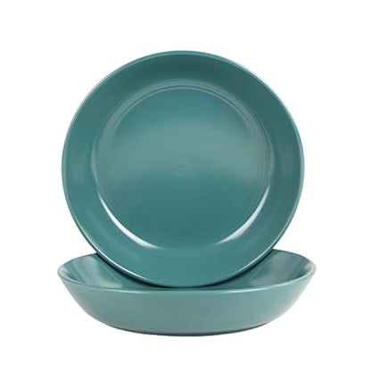 Double Line 9.5"/36 oz Dinner Bowl, Set of 2, Emerald Green - color: Emerald Green, size: Dinner Bowl