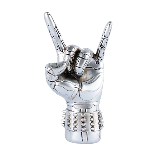 Rock and Roll Decor Hand Sculpture Resin Statues Goth Room Decor Aesthetic Music Studio Decors for Bedroom Tabletop Desk Statue Shelf Art Sculptures Home Decors Mens Gift, Silver - color: Rock-c