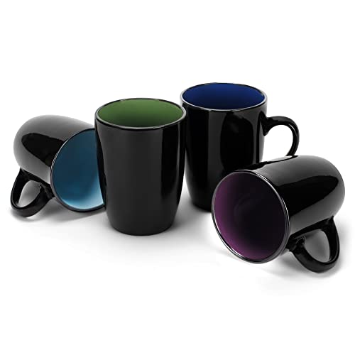 Elanze Designs Color Pop Cool Green Blue Purple 16 ounce Glossy Ceramic Mugs Assorted Set of 4 - color: Cool Green Blue Purple