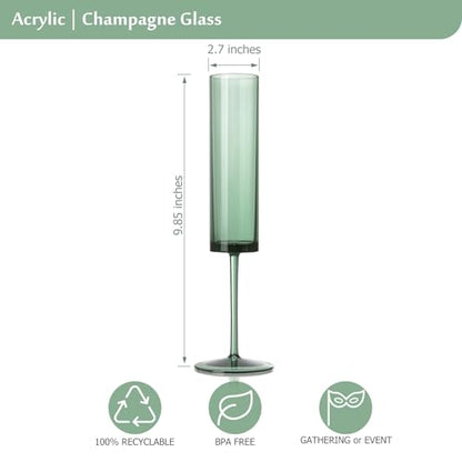 12 Pack Acrylic Dark Green Wine Glasses Green champagne glasses Champagne Flutes Sparkling Wine Glasses Wine Goblets Wedding Glassware Set Drinkware Glasses for Wedding Bar Celebration Baby Shower - color: Green, size: 12 Pack