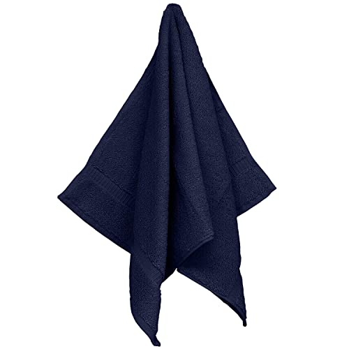 Monogrammed Hand Towel, Personalized Gift, Set of 2- White Block Letter Embroidered Towel - Extra Absorbent 100% Turkish Cotton - Soft Terry Finish - Initial M Navy - color: Navy & White, size: Initial M