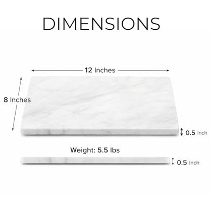 8×12 Inches White Marble Cheese & Charcuterie Board | Natural Marble, Non-Slip Feet, Cutting Board & Pastry Slab, Premium Stone Kitchen Tray - color: White, size: 12"L x 8"W