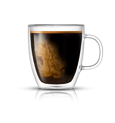 JoyJolt Savor Double Wall Insulated Glasses - Coffee Mugs (Set of 2) - 13.5-Ounces - style: Coffee Cups