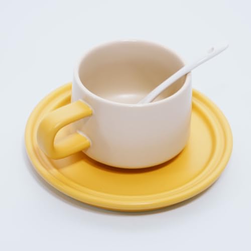 Bone China Tea Cup and Saucer Set with Spoon，Elegant Floral Tea Cup Set (7 oz)，British Coffee Latte Mug for Birthday Party Christmas gift for Friends - color: y-white