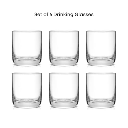 JoyJolt Faye Crystal Whiskey Glasses, Lowball Glasses Set of 6, 10oz Short Glass Tumbler, Double Old Fashioned Rocks Glass for Scotch or Bourbon, Dishwasher Safe Glassware - style: Short glasses