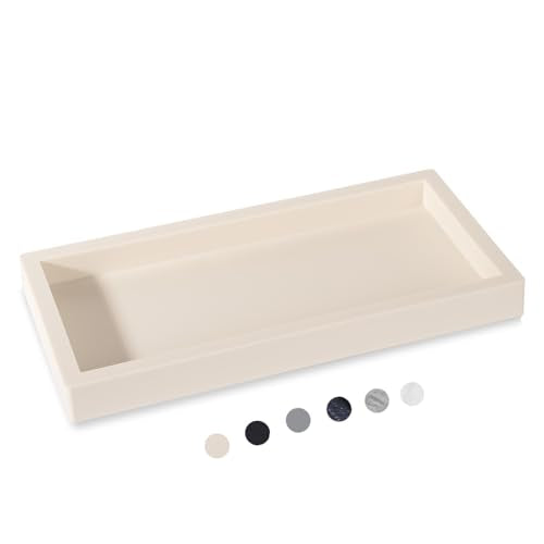 Silicone Bathroom Vanity Tray Dish Soap Holder Sink Organizer, Beige | Small, Thickened Silicone, Easy to Clean, Waterproof, Non-Slip, for Countertop, Kitchen, Bedroom, Dresser - color: Beige, size: 7.9" x 4.0"