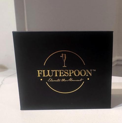 FluteSpoon™ Gold Appetizer Spoon for Champagne, Wine & Cocktails – Rim-Hanging Stainless Steel Serving Spoon – Set of 2