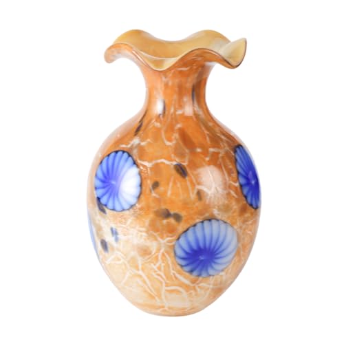 KAMMAK Colored Glass Vase, Beautiful Hand Blown Decorative Vase, Modern Art Vase for Flower Mantle Dining Table Centerpiece, Entryway Living Room Wedding Decoration, 8HPFH02044 - style: 8HPFH02044