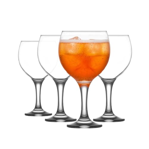 LAV Gin and Tonic, Aperol Spritz Glass Set 4-Piece, 21.75 oz, Clear Balloon Wine Glasses with Stem for Red, White Wine, Cocktails, Oversize Large Goblets for Spritz, Water - style: Balloon Goblet