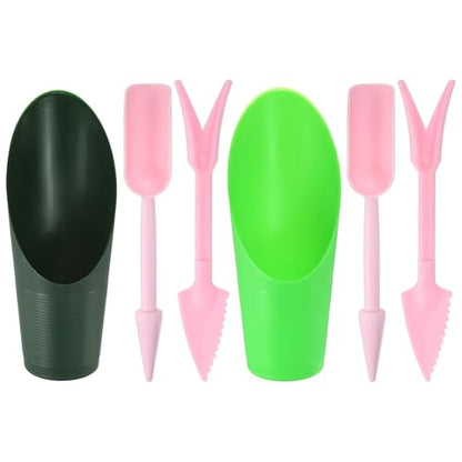 M METERXITY 2-Set Succulent Tools, Plastic 2-in-1 Mini Garden Shovel Hand Succulent Transplanting Tools Garden Shovel Transplant Trowel for Planting/Digging/Aerating [Deep Green,Green,Pink] - color: Deep Green,Green,Pink