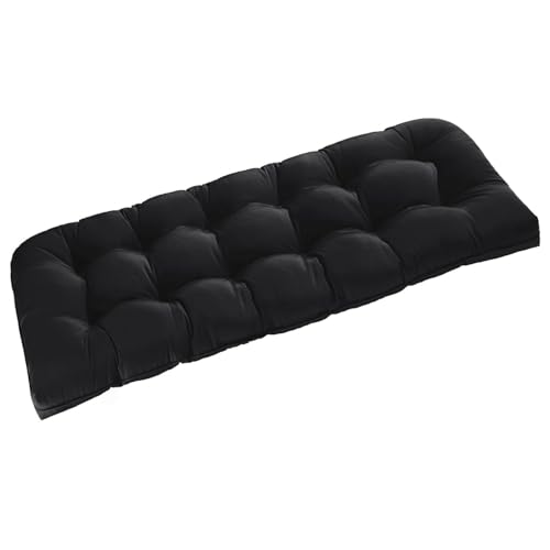 downluxe Outdoor Bench Cushion for Patio Furniture, Water Resistant Tufted Overstuffed Porch Swing Cushions, Thick Outdoor Loveseat Cushions, 59" x 18" x 5", Black, Set of 1 - color: Black, size: 59x18x5 Inch