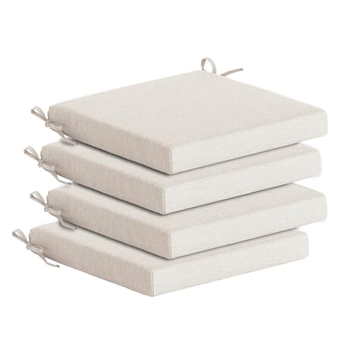 Goodgoods 18x18 Outdoor Chair Cushions Set of 4, 35D Foam, Almond | 35D High-Resilience Foam, Fade-Resistant and Water-Resistant Seat Pads with Ties for Dining Room, Kitchen, or Patio Chairs - color: Almond, size: 18.5"x18.5" 4pcs