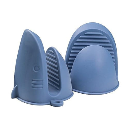 Silicone Oven Mitts Heat Resistant, Silicone Potholders for Kitchen, Air Fryer,Baking, Mini Rubber Oven Glove (Blue) - color: Blue