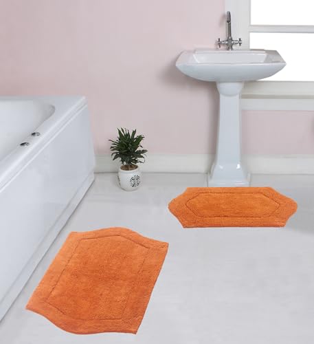 Home Weavers 100% Cotton Tufted Waterford Collection, Extra Soft and Absorbent Bath Rugs, Machine Washable Bath Mats for Bathroom, 2 Piece Set(M+L), Terracotta - color: Terracotta, size: 2 Piece Set(M+L)